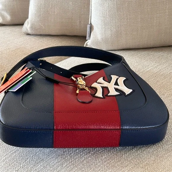 NWT-Gucci Jackie 1961 Handbag, Small, Leather handbag, Yankees,Baseball, Luxury, - Picture 14 of 16